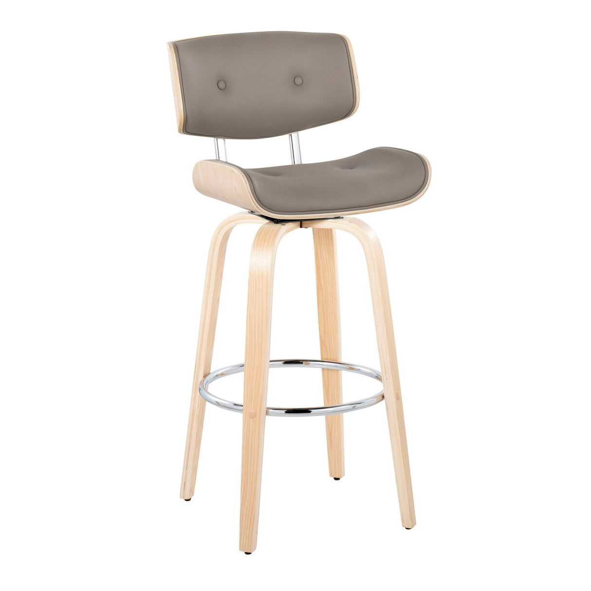 Lombardi - Mid Century Modern Fixed Height Barstool With Swivel With Round Footrest (Set of 2) by Couch.com