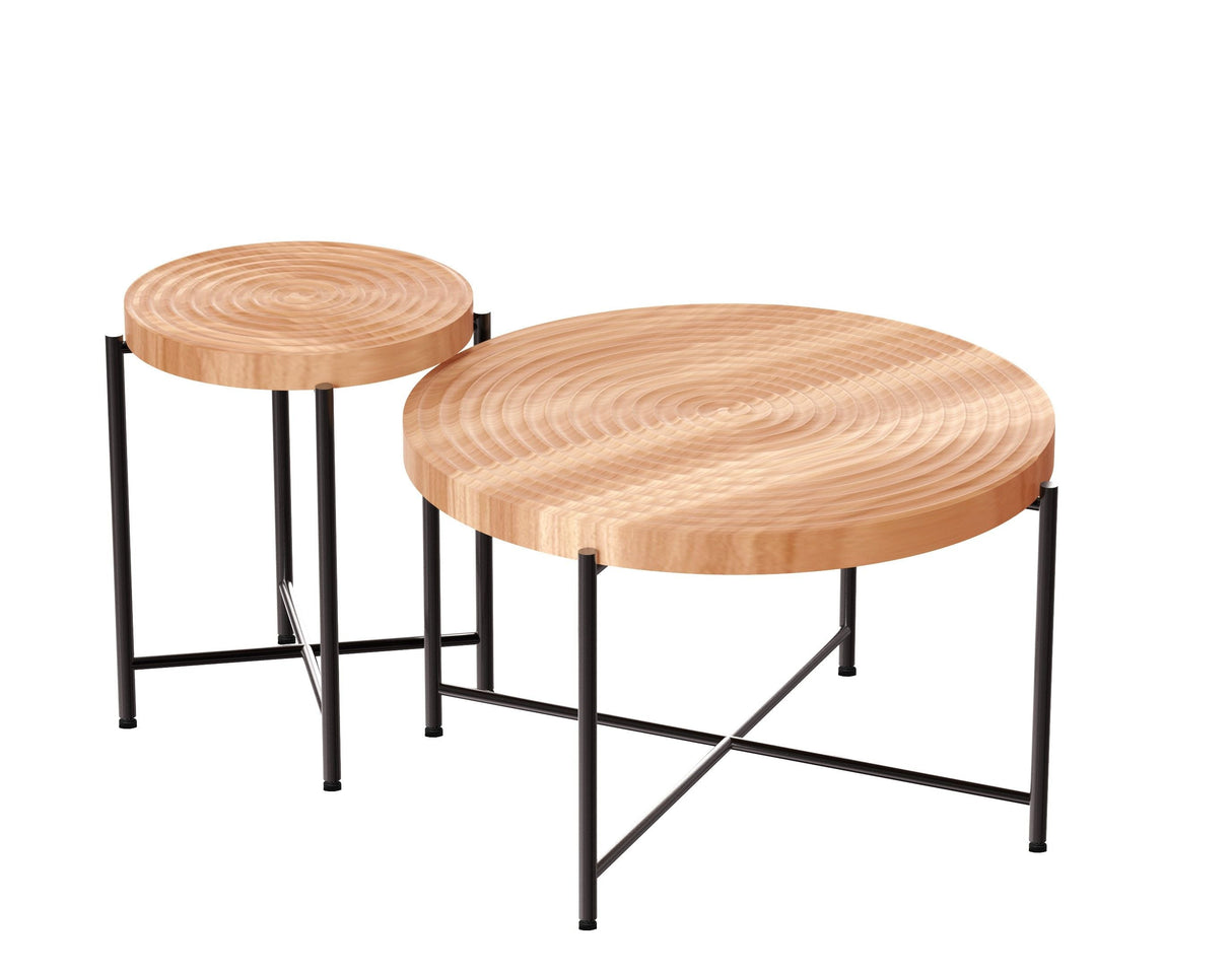 Coffee And End Table Set Waterproof Cover, Distressed Cylindrical Design, Legs Classic Rustic Charm (Set of 2) by Couch.com