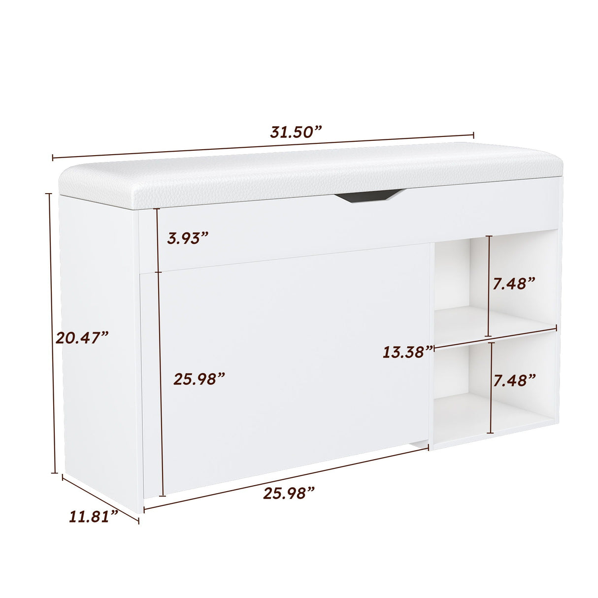 Modern Design Entryway Bench With Adjustable 3 Tier Flip-Up Drawers And Hidden Cabinet - White by Couch.com