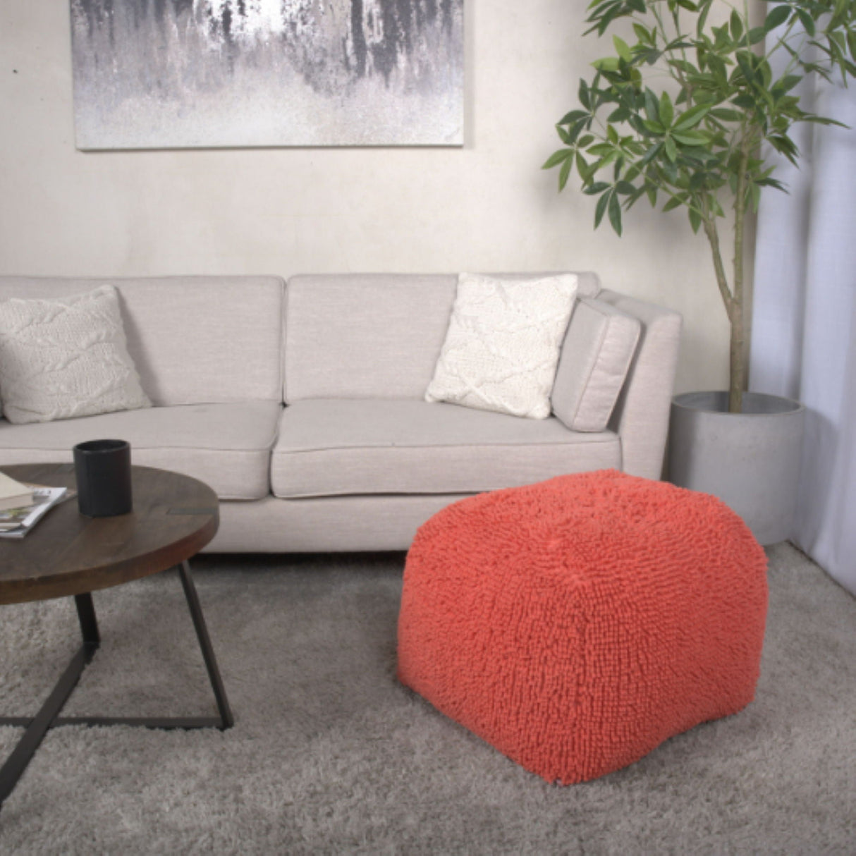Spongy Microfiber Square Pouf Soft Seating by Couch.com
