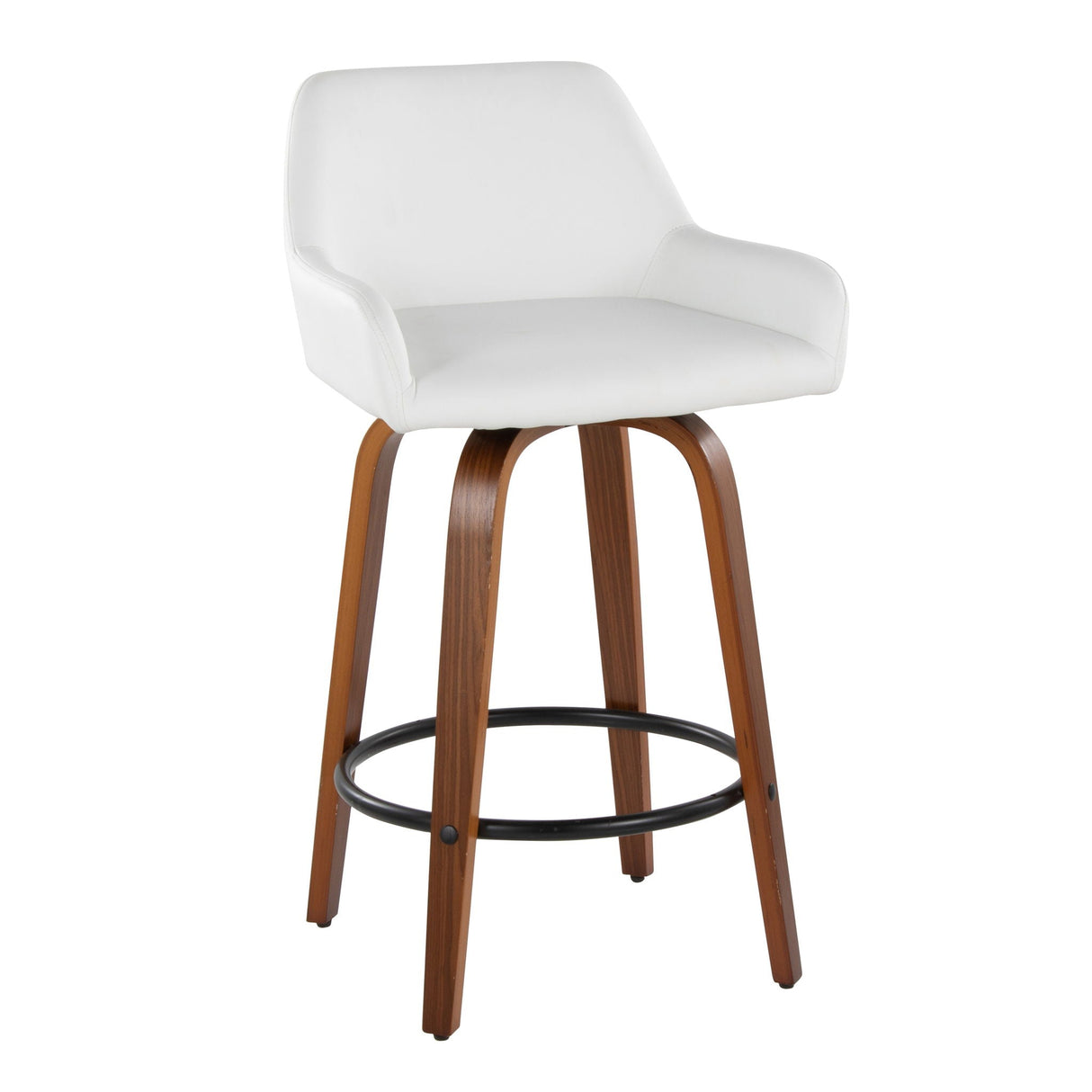 Daniella - Contemporary Fixed Height Counter Stool With Swivel With Round Footrest (Set of 2) by Couch.com