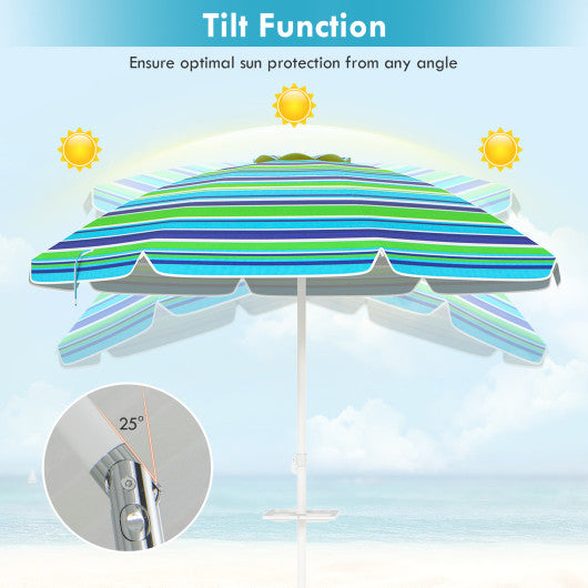 15 Feet Twin Patio Umbrella with 48 Solar LED Lights-Turquoise