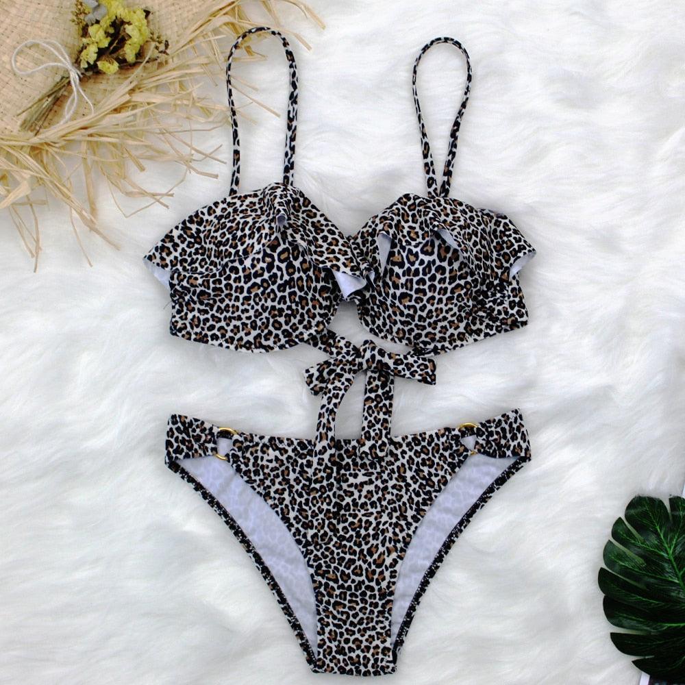 Female Two Piece Swimsuit Low Waist Bikini Floral Printing Swimwear Push Up Bathing Suit Detachable Padded Push Up Striped Bikini Set Two Piece Swimsuit Ladies Vintage Lace Bikini Sets Beach Swimwear