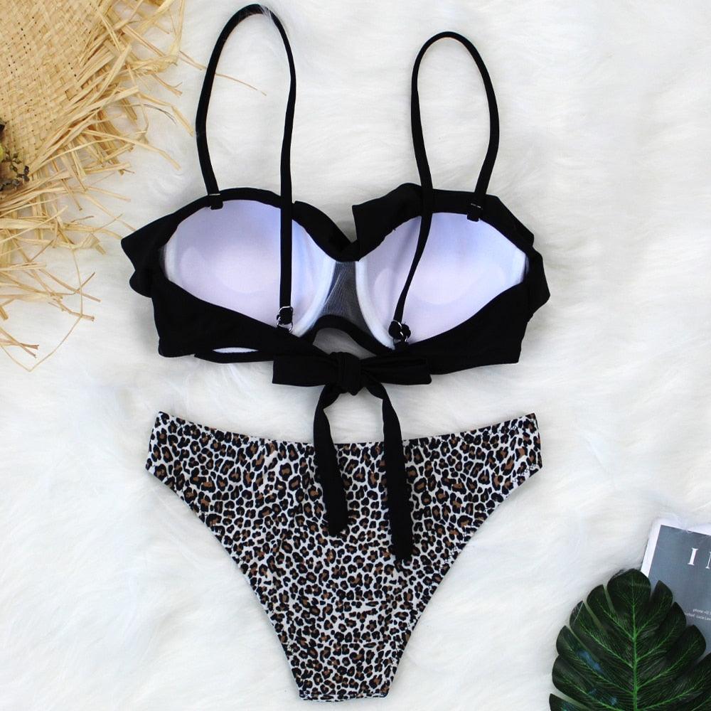 Female Two Piece Swimsuit Low Waist Bikini Floral Printing Swimwear Push Up Bathing Suit Detachable Padded Push Up Striped Bikini Set Two Piece Swimsuit Ladies Vintage Lace Bikini Sets Beach Swimwear