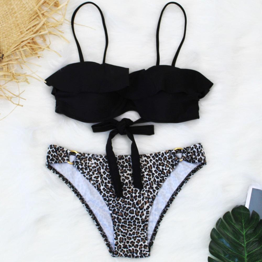Female Two Piece Swimsuit Low Waist Bikini Floral Printing Swimwear Push Up Bathing Suit Detachable Padded Push Up Striped Bikini Set Two Piece Swimsuit Ladies Vintage Lace Bikini Sets Beach Swimwear