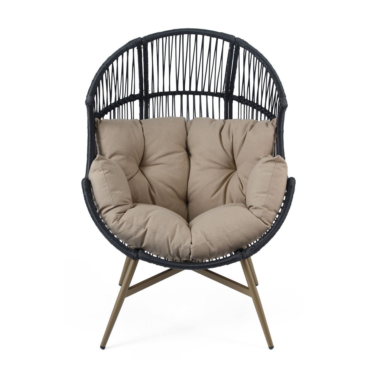 Cori - Outdoor Patio Egg Chair, With Cushion - Black / Khaki by Couch.com