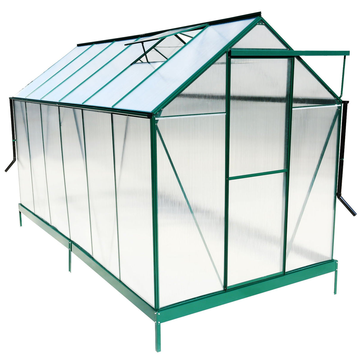 Polycarbonate Greenhouse, Heavy Duty Outdoor Aluminum Walk-In Green House Kit With Rain Gutter, Vent And Door For Backyard Garden by Couch.com
