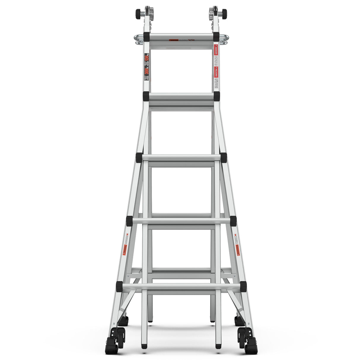 22' Aluminum Multi-Position Ladder With Wheels, 300 Lbs Weight Rating - Metallic Gray by Couch.com