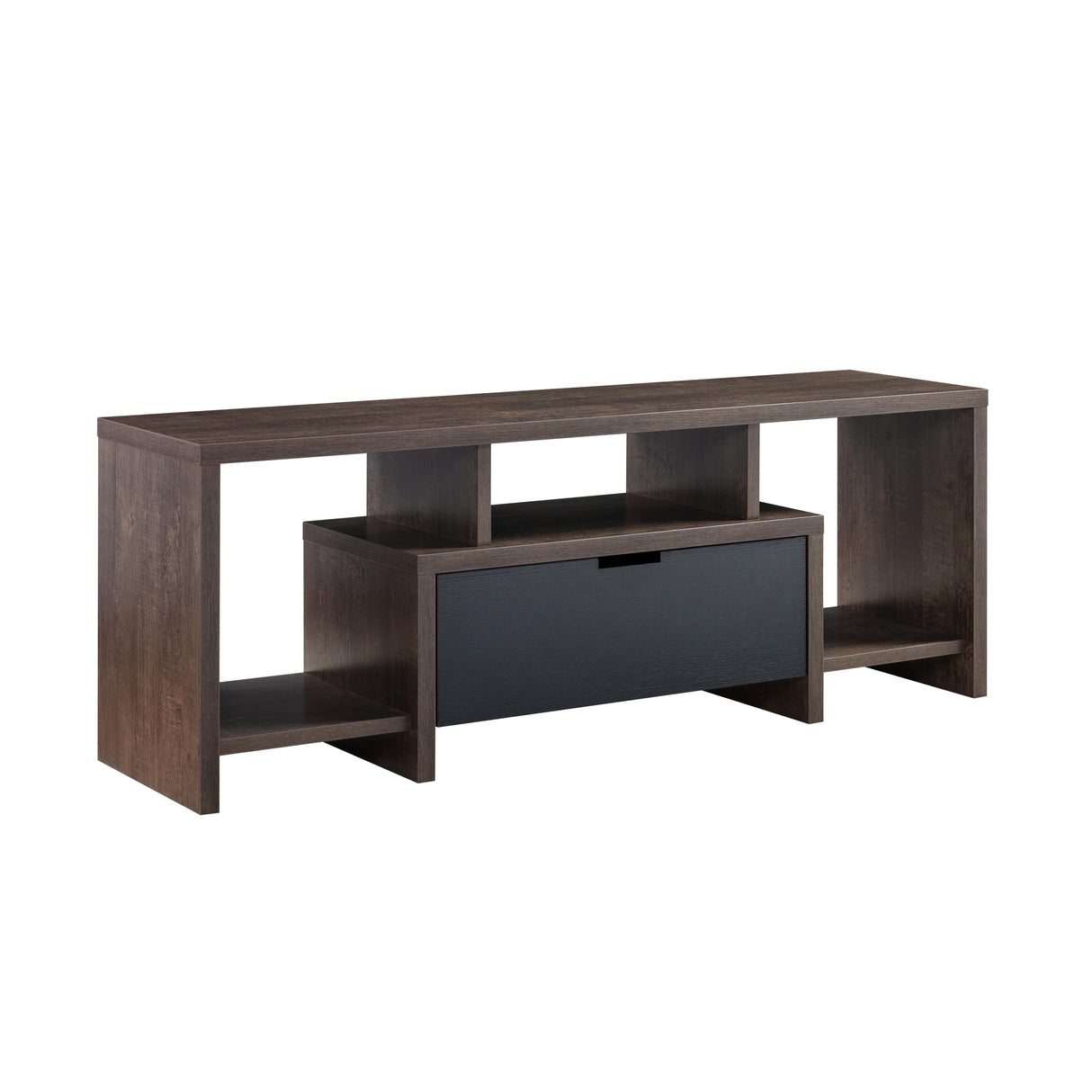 Two Toned Modern TV Stand With Three Shelves, Large Drawer - Walnut Oak / Black by Couch.com
