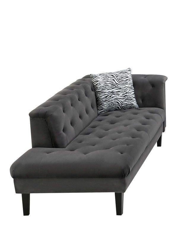 Mary - Velvet Tufted Chaise With 1 Accent Pillow - Dark Gray by Couch.com