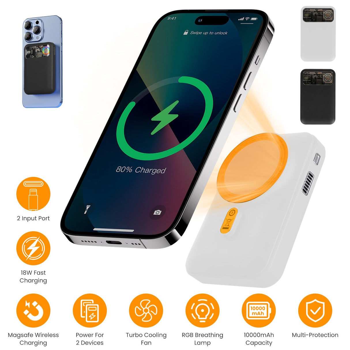 Magsafe Wireless Power Bank 10000mAh Magnetic Portable 18W Fast Charger Fit for IOS Phone 15/14/13/12 Series and More by DirectDeals