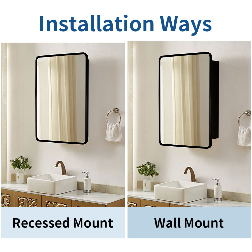Metal Framed Wall Mount Or Recessed Bathroom Medicine Cabinet With Mirror by Couch.com