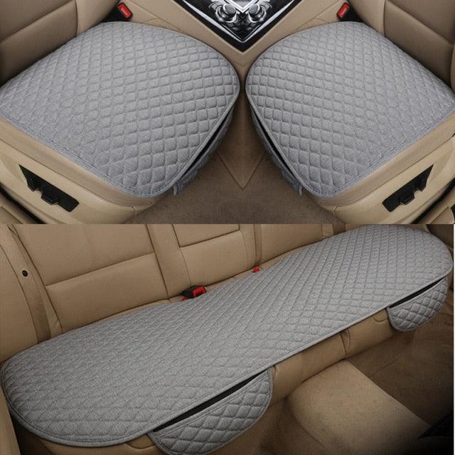 Flax Car Seat Cover Front Rear Linen Fabric Cushion Breathable Protector Mat Pad Universal Auto Interior Styling Truck Car Seat Cushion Breathable Comfort Universal for Most Vehicles Automotive Interior Seat Protector Without Binding Pad Linen Mat Car In