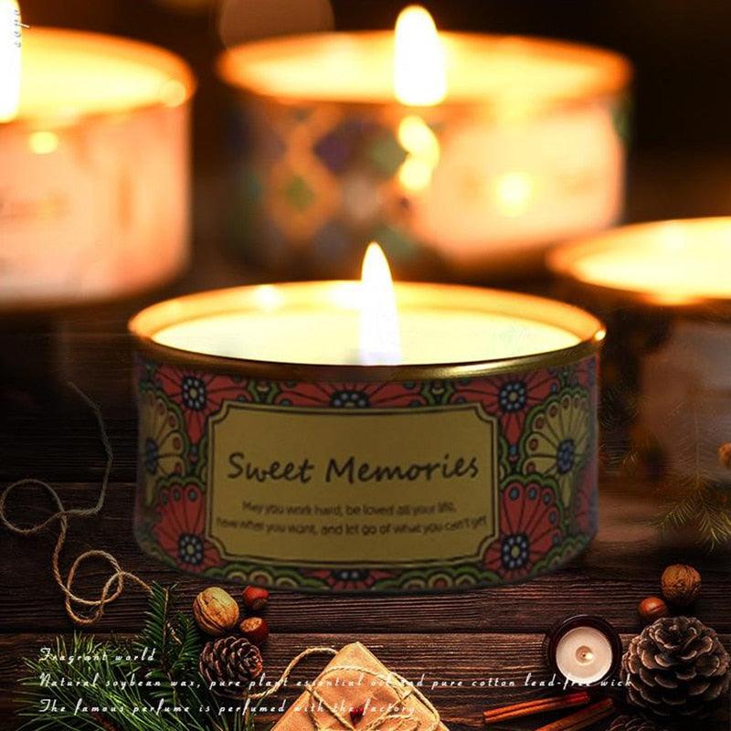 Floral Scented Smokeless Candle Tin Can Perfume Scented Candles for Home Relaxing Stress Relief Aromatherapy Natural Soy Wax And Fragrance Handmade Scented Candle Natural Soy Wax Home Cristmas Decoration