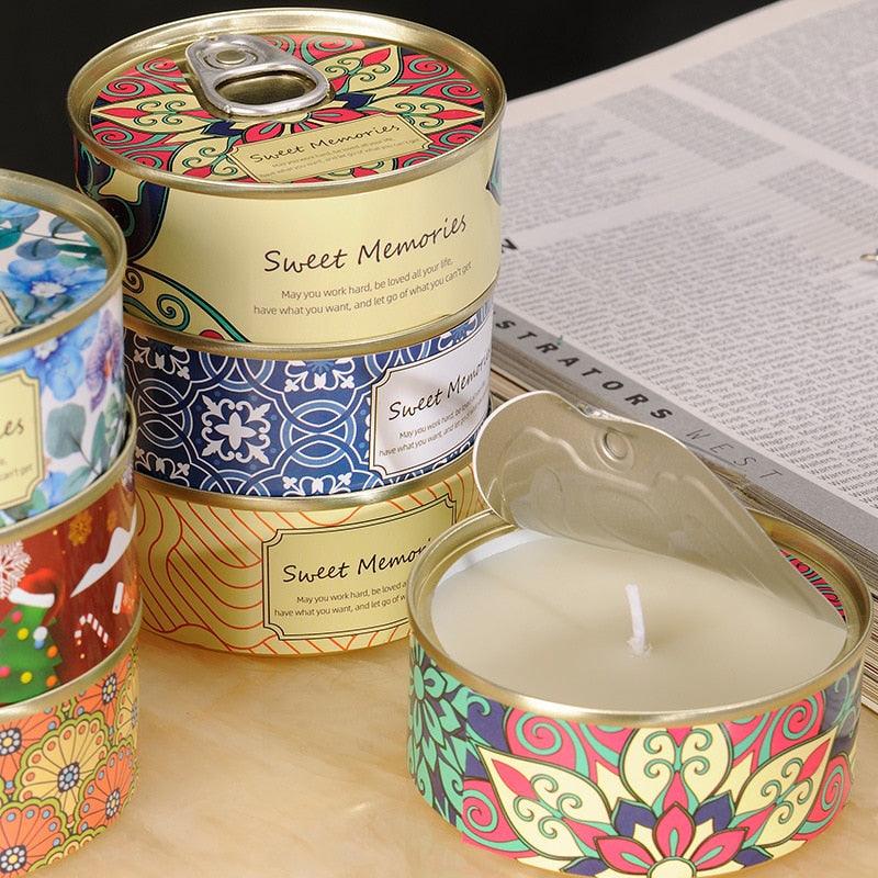 Floral Scented Smokeless Candle Tin Can Perfume Scented Candles for Home Relaxing Stress Relief Aromatherapy Natural Soy Wax And Fragrance Handmade Scented Candle Natural Soy Wax Home Cristmas Decoration