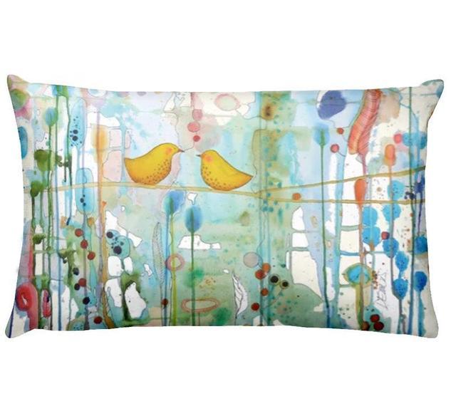 Flowers Birds Green Plants Printed Waist Pillowcase Home Pillow Decoration Tropical Green Texture Exotic Flower Cotton Linen Outdoor Pillow Cases Sofa Bed Throw Pillow 50x30CM