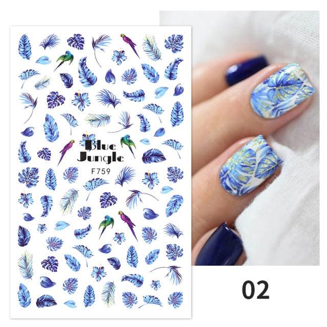 Flowers Leaves Line 3D Nail Stickers Autumn Winter Fall Leaf Design Transfer Sliders Abstract Waves Nail Art Decals Manicures Decal Self-Adhesive 3D Wave Design Decoration for Women Girls Tape Nail Art Stickers Decal Decoration