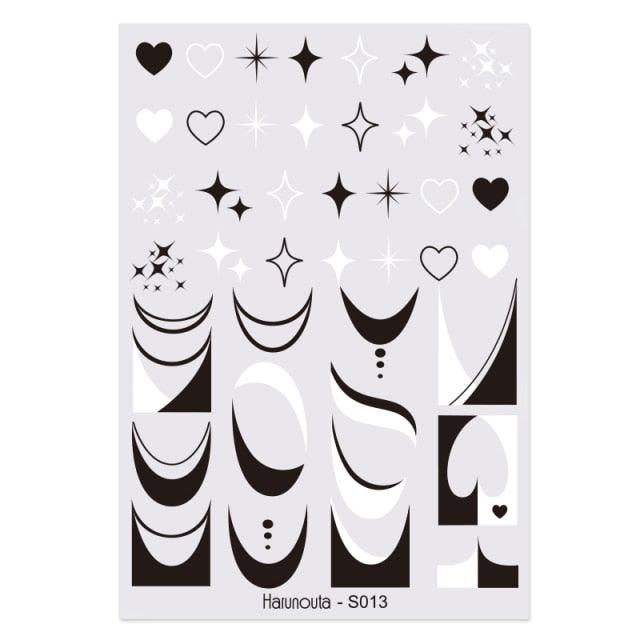 Flowers Leaves Line 3D Nail Stickers Autumn Winter Fall Leaf Design Transfer Sliders Abstract Waves Nail Art Decals Manicures Decal Self-Adhesive 3D Wave Design Decoration for Women Girls Tape Nail Art Stickers Decal Decoration