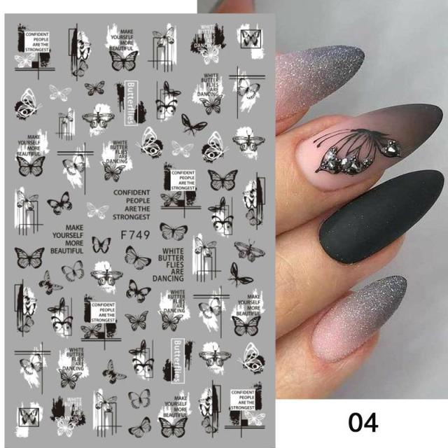 Flowers Leaves Line 3D Nail Stickers Autumn Winter Fall Leaf Design Transfer Sliders Abstract Waves Nail Art Decals Manicures Decal Self-Adhesive 3D Wave Design Decoration for Women Girls Tape Nail Art Stickers Decal Decoration