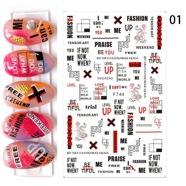 Flowers Leaves Line 3D Nail Stickers Autumn Winter Fall Leaf Design Transfer Sliders Abstract Waves Nail Art Decals Manicures Decal Self-Adhesive 3D Wave Design Decoration for Women Girls Tape Nail Art Stickers Decal Decoration