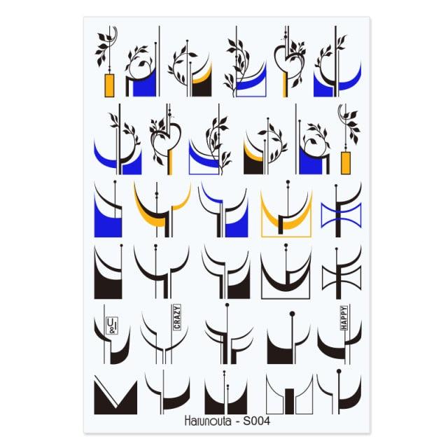 Flowers Leaves Line 3D Nail Stickers Autumn Winter Fall Leaf Design Transfer Sliders Abstract Waves Nail Art Decals Manicures Decal Self-Adhesive 3D Wave Design Decoration for Women Girls Tape Nail Art Stickers Decal Decoration
