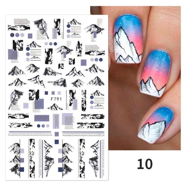 Flowers Leaves Line 3D Nail Stickers Autumn Winter Fall Leaf Design Transfer Sliders Abstract Waves Nail Art Decals Manicures Decal Self-Adhesive 3D Wave Design Decoration for Women Girls Tape Nail Art Stickers Decal Decoration