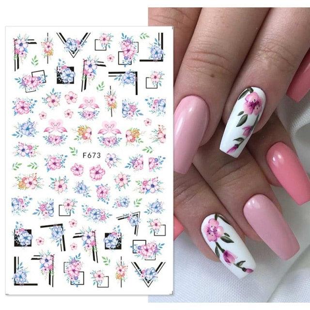 Flowers Leaves Line 3D Nail Stickers Autumn Winter Fall Leaf Design Transfer Sliders Abstract Waves Nail Art Decals Manicures Decal Self-Adhesive 3D Wave Design Decoration for Women Girls Tape Nail Art Stickers Decal Decoration