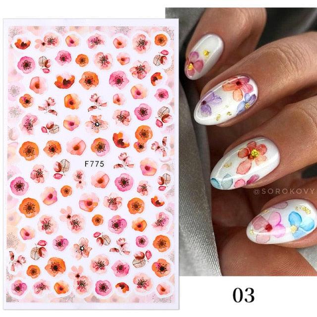 Flowers Leaves Line 3D Nail Stickers Autumn Winter Fall Leaf Design Transfer Sliders Abstract Waves Nail Art Decals Manicures Decal Self-Adhesive 3D Wave Design Decoration for Women Girls Tape Nail Art Stickers Decal Decoration