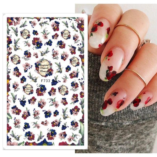 Flowers Leaves Line 3D Nail Stickers Autumn Winter Fall Leaf Design Transfer Sliders Abstract Waves Nail Art Decals Manicures Decal Self-Adhesive 3D Wave Design Decoration for Women Girls Tape Nail Art Stickers Decal Decoration