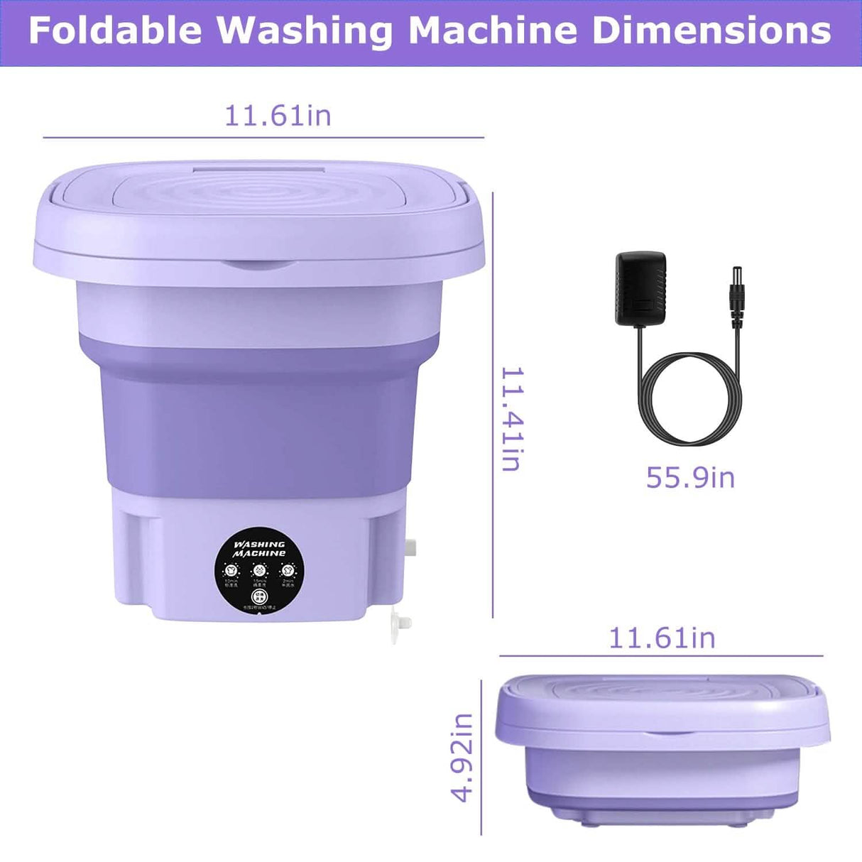 Foldable Laundry Machine with Detachable Drain Basket