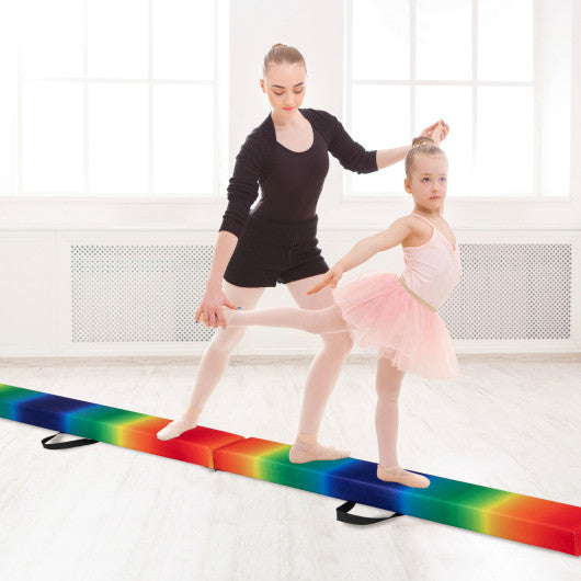 Folding Balance Beam with Solid Wood Base and Anti-slip Bottom-Multicolor