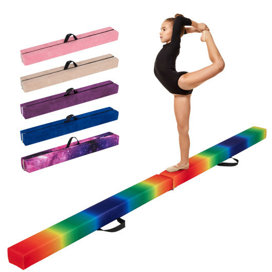 Folding Balance Beam with Solid Wood Base and Anti-slip Bottom-Multicolor