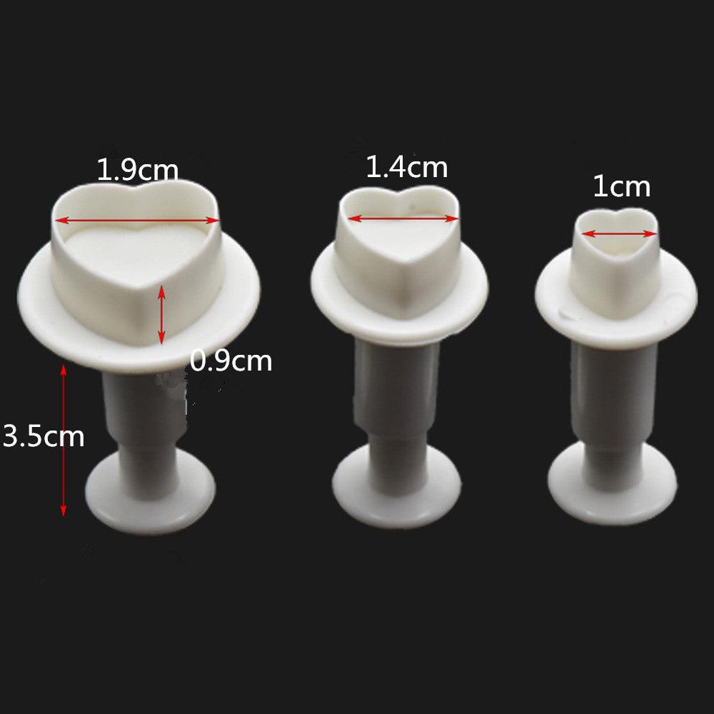 Fondant Cake Cookie Cutter Embossed Ejector Stamp Plunger Mold Kitchen Baking Cake Decorating Tools Heart Shaped Cookie Mold Hand Press Cookie Dessert Cutter Pastry Decoration Tool Mooncake Maker