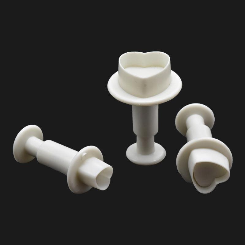 Fondant Cake Cookie Cutter Embossed Ejector Stamp Plunger Mold Kitchen Baking Cake Decorating Tools Heart Shaped Cookie Mold Hand Press Cookie Dessert Cutter Pastry Decoration Tool Mooncake Maker