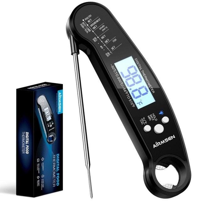 Food Kitchen Digital Meat Thermometer Waterproof Kitchen Food Cooking Thermometer with Backlight LCD Best Super Fast Electric Meat Thermometer Probe for BBQ Grilling Baking BBQ Waterproof Kitchen Cooking Tools