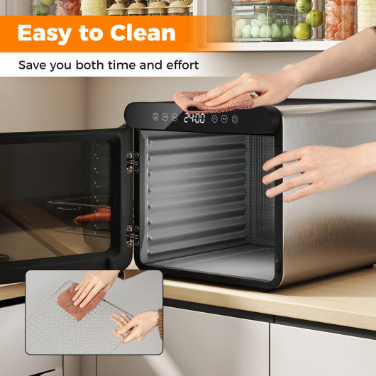 7 Stainless Steel Trays Dryer with 1-24H Timer and 30-75℃ Temperature-Silver