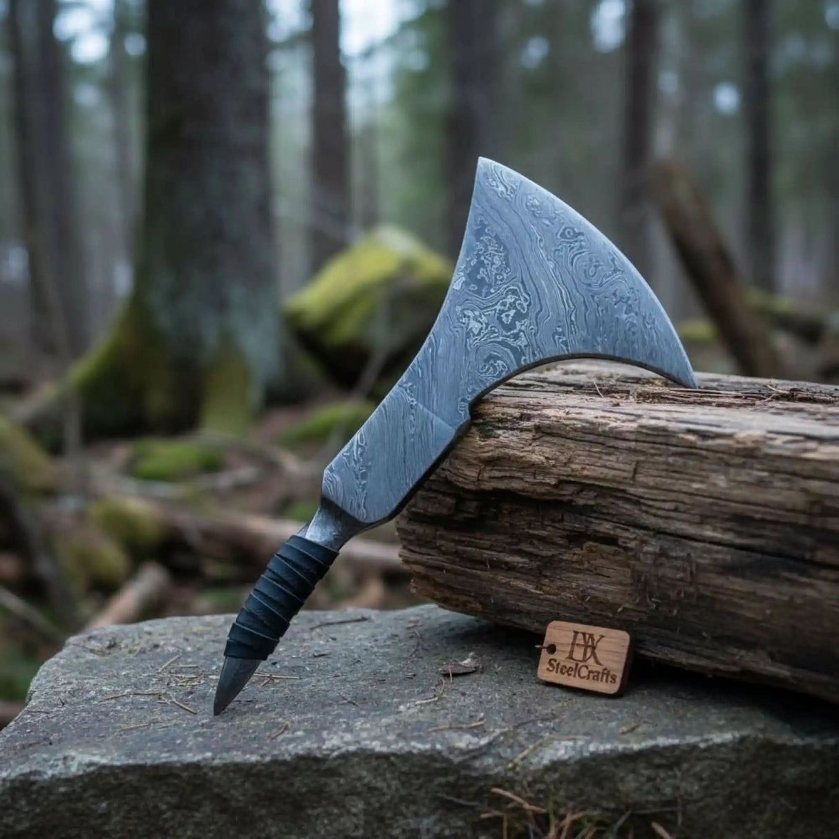 Custom Handmade Damascus Steel Tomhawk Viking Axe Head 10" long