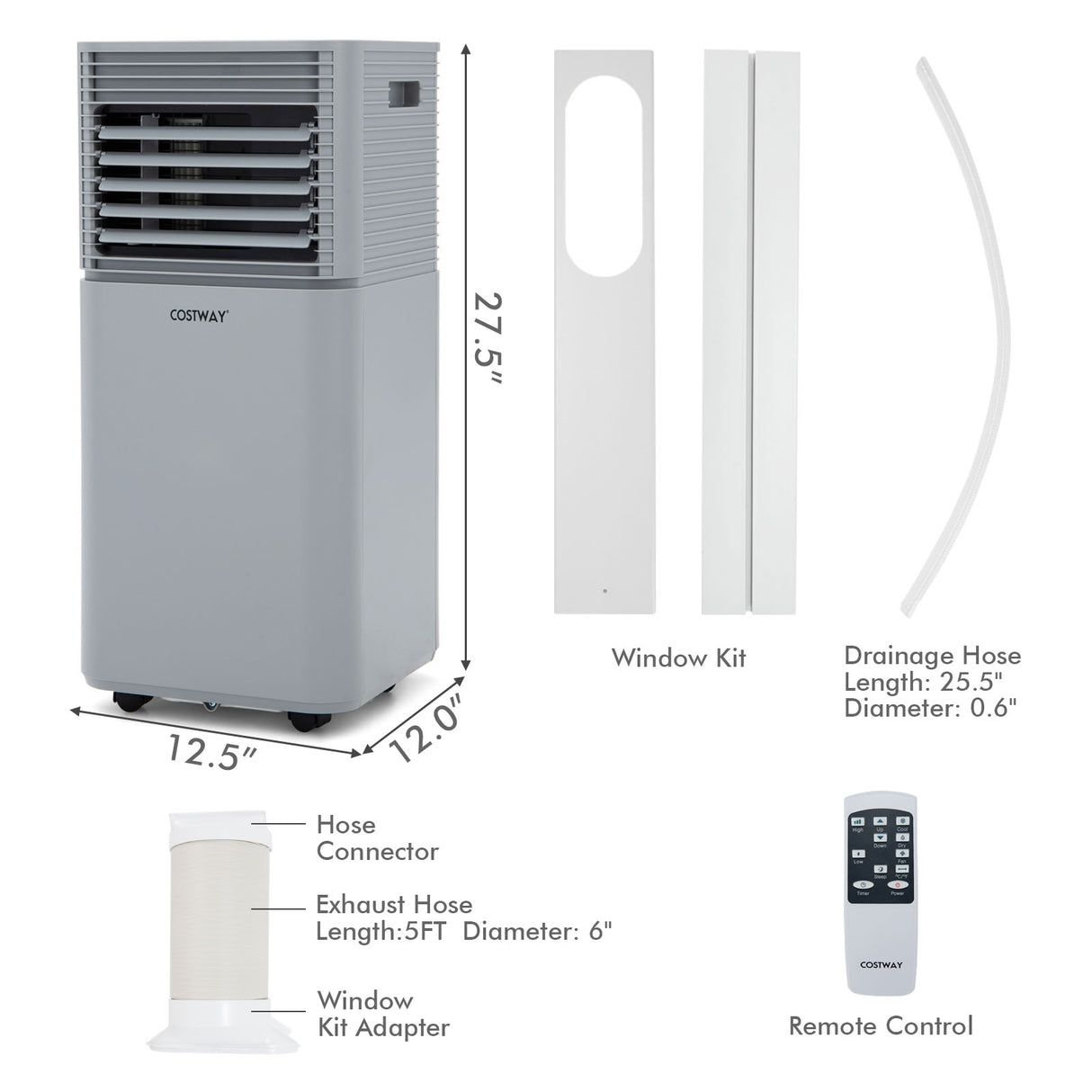 8000 BTU 3-in-1 Air Cooler with Dehumidifier and Fan Mode-White