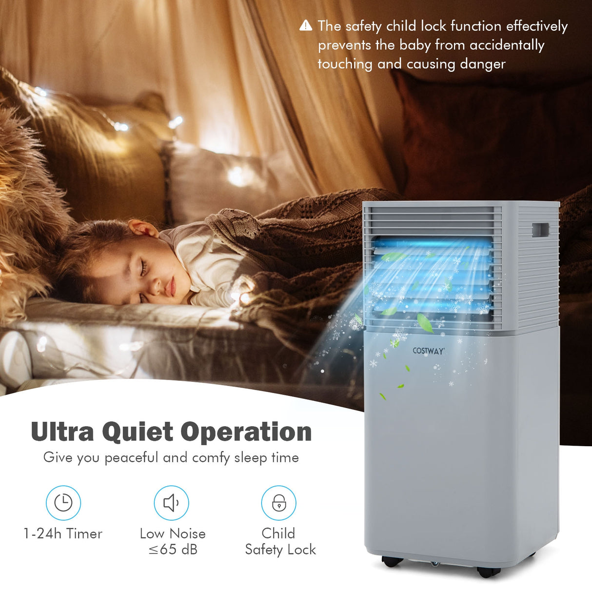 8000 BTU 3-in-1 Air Cooler with Dehumidifier and Fan Mode-White