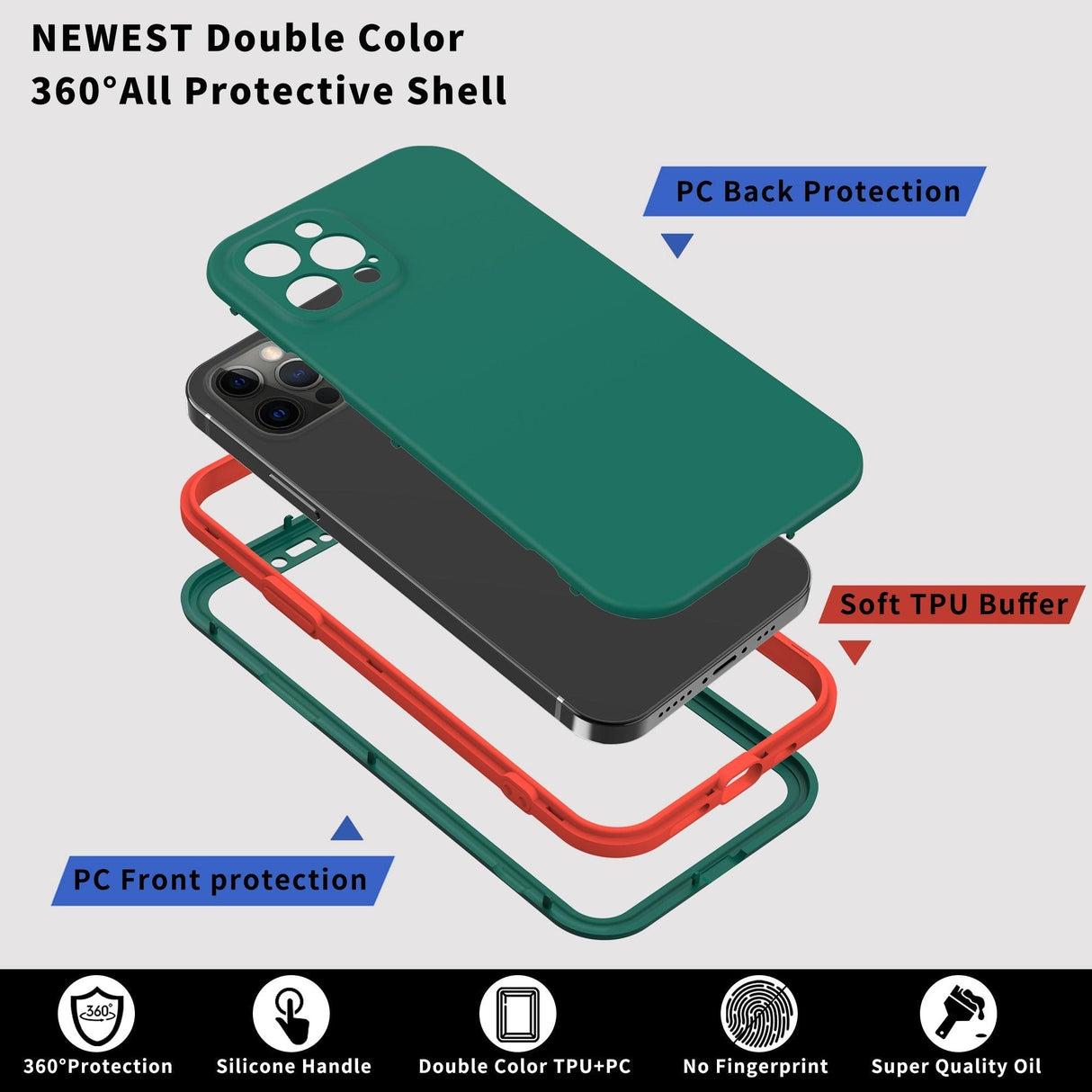 Full Cover Protective Phone Case For iPhone 12 Mini 11 Pro XS Max X XR 6 7 8 Plus Soft Silicone Shockproof Cover Full Body Anti-Shock Protection Drop Protection Silicone iphone Cover