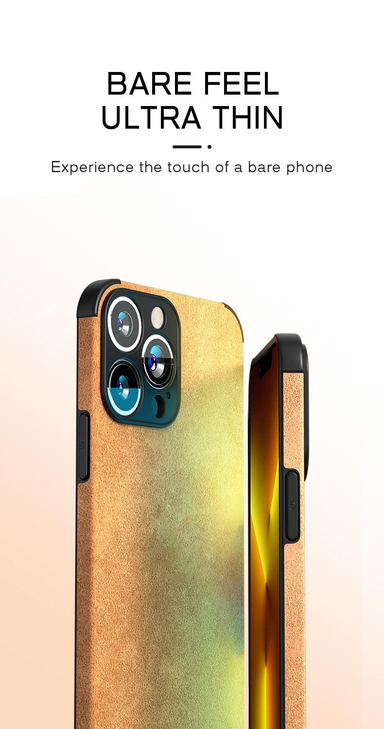 Full Leather Case For iPhone Leather Super Slim Leather Wrapped Phone Case For iPhone 13 11 12 Pro Max Mini X XR XS Max Elegant Purple Soft Silicone Shockproof Cover