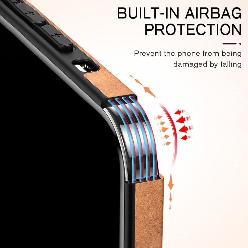 Full Leather Case For iPhone Leather Super Slim Leather Wrapped Phone Case For iPhone 13 11 12 Pro Max Mini X XR XS Max Elegant Purple Soft Silicone Shockproof Cover