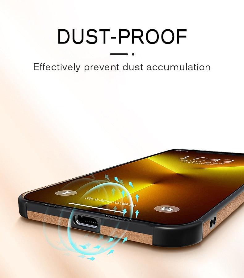 Full Leather Case For iPhone Leather Super Slim Leather Wrapped Phone Case For iPhone 13 11 12 Pro Max Mini X XR XS Max Elegant Purple Soft Silicone Shockproof Cover
