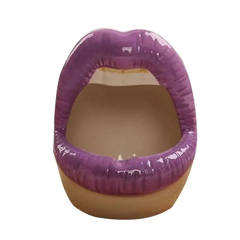Funny Creative Ceramic Cartoon Lips Ashtray Gift for Home - Trendy Mouth Mini Ashtray for Boyfriend