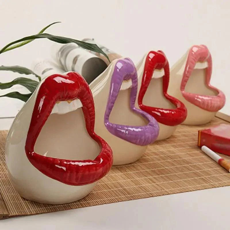 Funny Creative Ceramic Cartoon Lips Ashtray Gift for Home - Trendy Mouth Mini Ashtray for Boyfriend