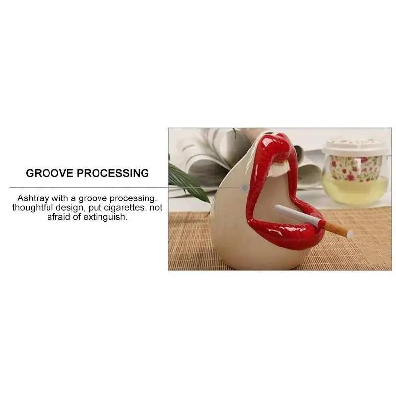 Funny Creative Ceramic Cartoon Lips Ashtray Gift for Home - Trendy Mouth Mini Ashtray for Boyfriend