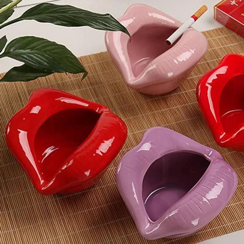 Funny Creative Ceramic Cartoon Lips Ashtray Gift for Home - Trendy Mouth Mini Ashtray for Boyfriend