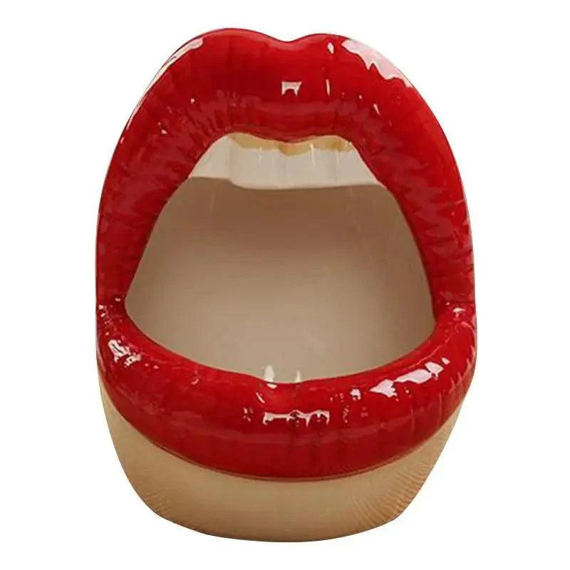 Funny Creative Ceramic Cartoon Lips Ashtray Gift for Home - Trendy Mouth Mini Ashtray for Boyfriend
