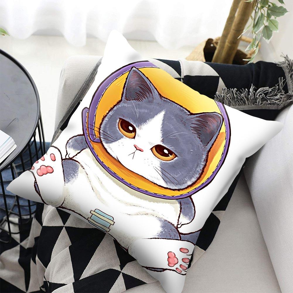 Funny Cute Cat Plush Cushion Pillow Covers Cat Pillow Cases Animal Kitty Pillowcase Cotton Linen Cushion Cover For Couch Cover Pillows Cases For Sofa Home Decoration Pillowcase Polyester Throw Pillow Case 45x45CM