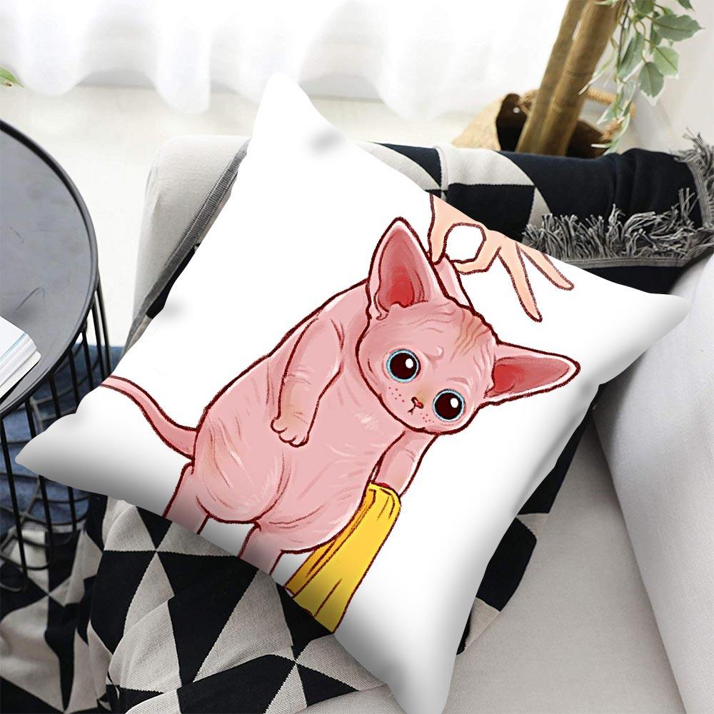 Funny Cute Cat Plush Cushion Pillow Covers Cat Pillow Cases Animal Kitty Pillowcase Cotton Linen Cushion Cover For Couch Cover Pillows Cases For Sofa Home Decoration Pillowcase Polyester Throw Pillow Case 45x45CM